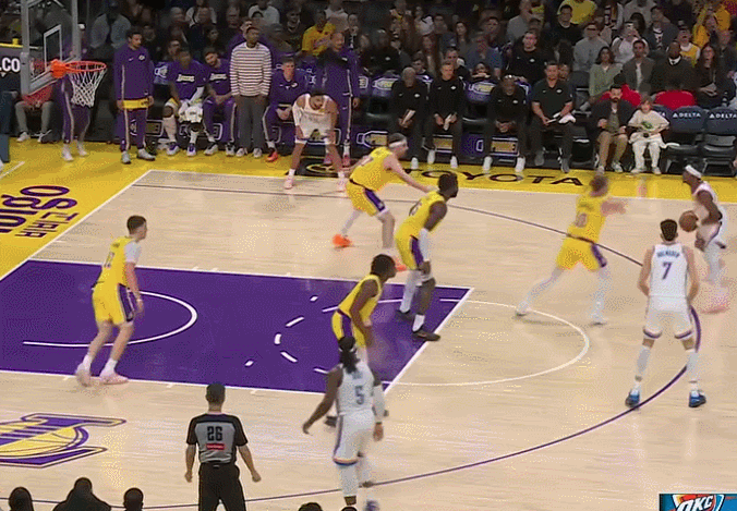 雷霆大胜残阵湖人豪取六连胜 詹姆斯缺阵成关键